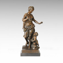 Classical Figure Statue Cultivating Flower Bronze Sculpture TPE-118